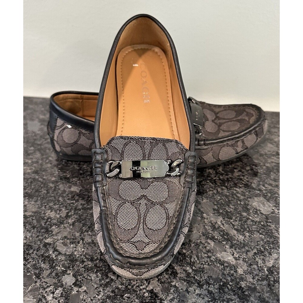 Coach Black Signature Loafer Olive A0191B Slip On Womens 7.5 B